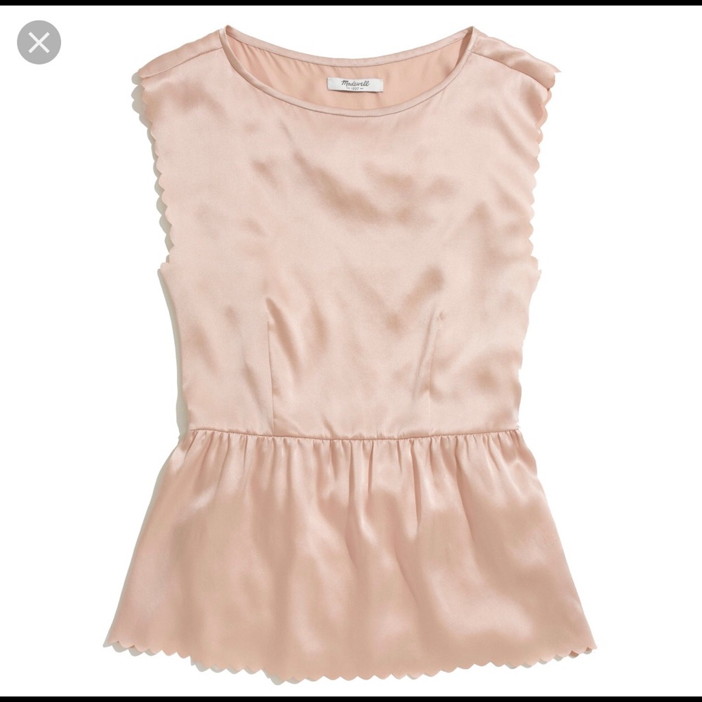 Madewell Silk Scallop Peplum Blouse